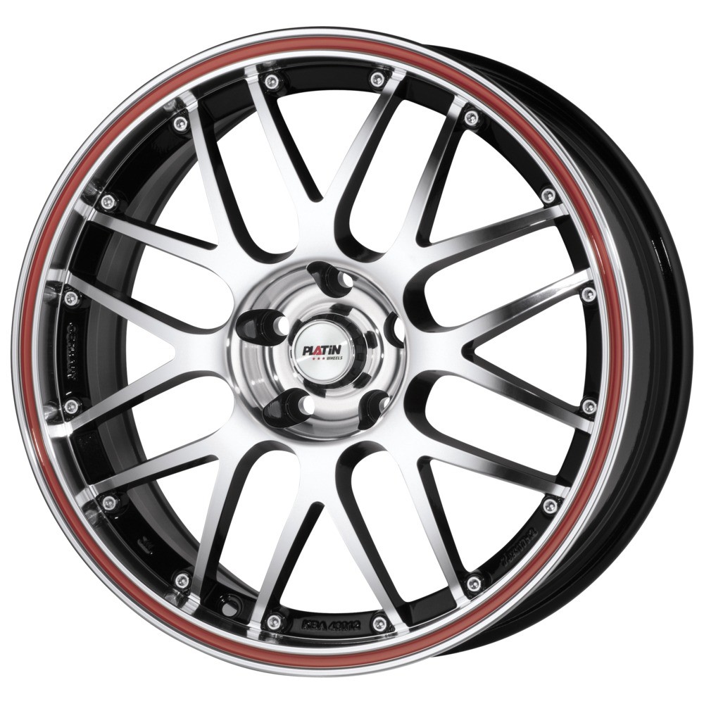 PLATIN P 61 noir brillant poli, rebord poli, contour rouge