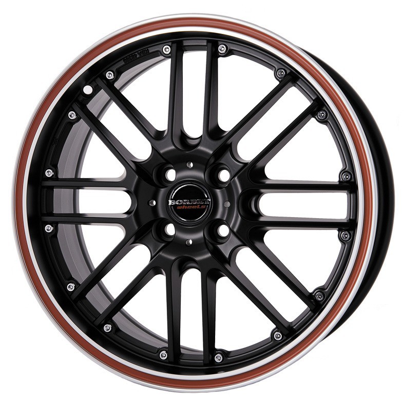 BORBET CW2A noir brillant, rebord poli, contour rouge